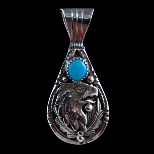 Pendentif Aigle Argent Turquoise