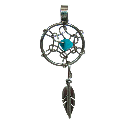 Petit Pendentif Attrape-Rêves Turquoise