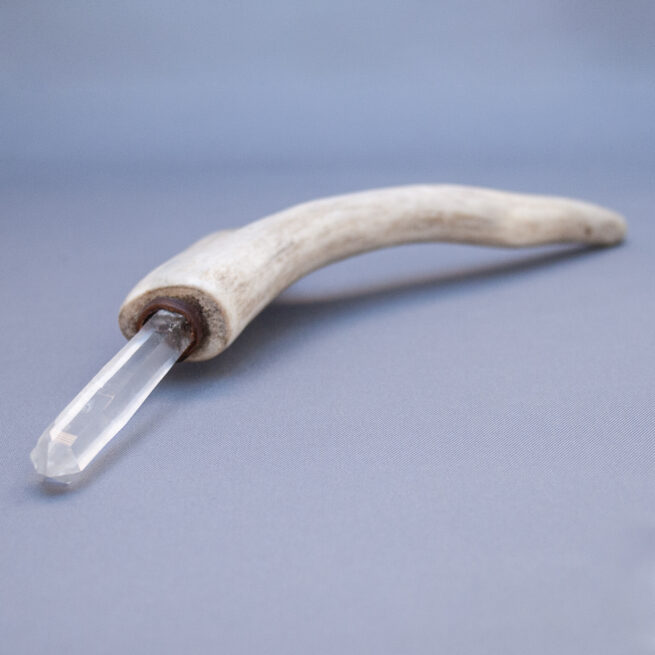 Medium Quartz Laser Point Scottish Deer Horn Shaman Wand