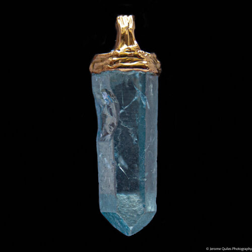 18K Gold Aqua Aura Point Pendant