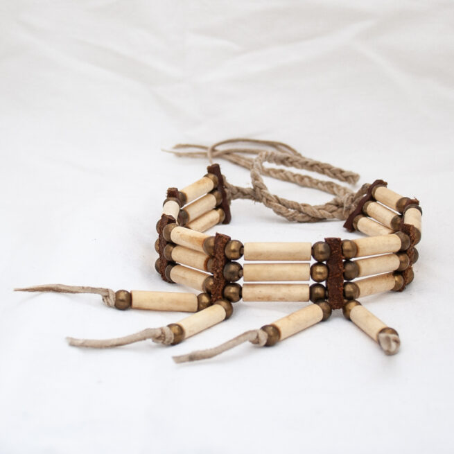 Vintage Native American Sioux Tasselled Bone Choker - Image 4