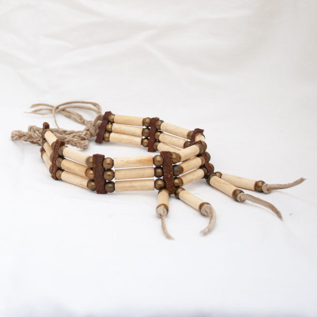 Vintage Native American Sioux Tasselled Bone Choker - Image 5