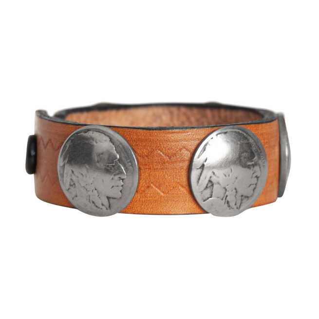 Bracelet Amérindien Homme Cuir Noir – Image 2