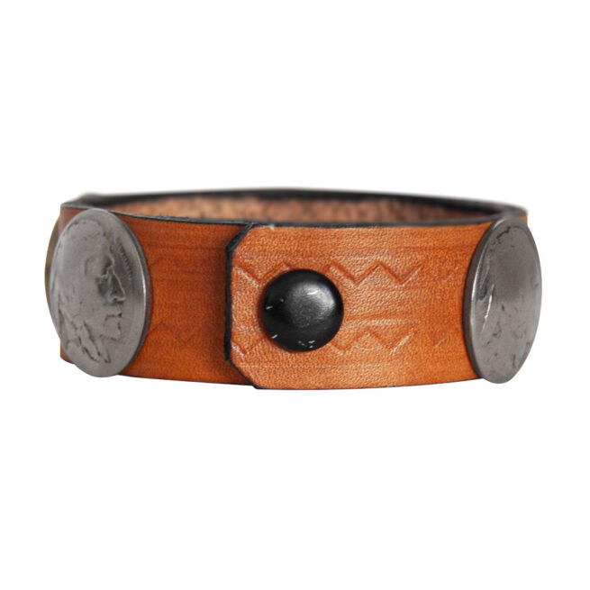 Bracelet Amérindien Homme Cuir Noir – Image 4