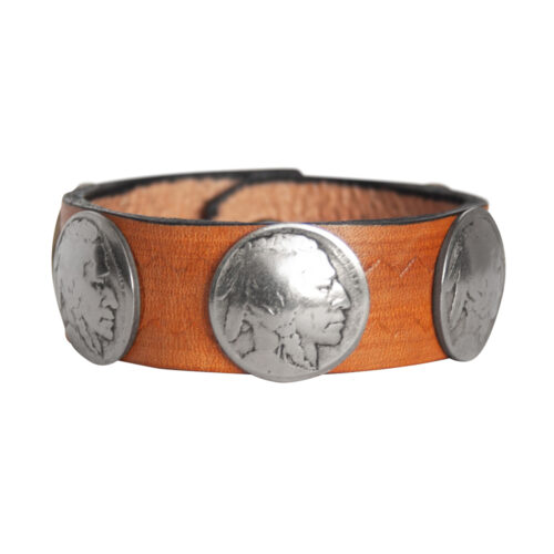 Indian Head Nickel Leather Bracelet - Sienna