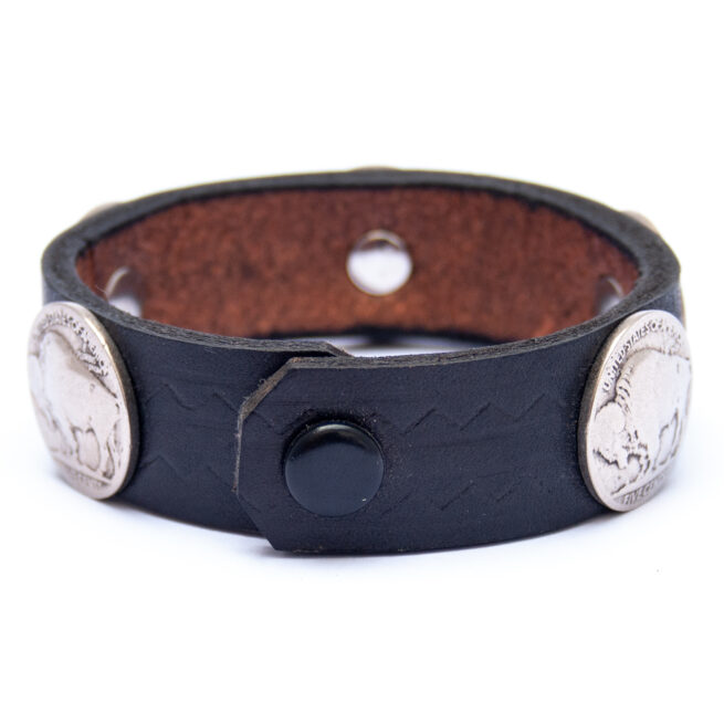 Bracelet Amérindien Cuir Noir