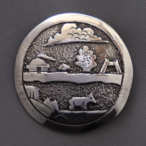 Navajo Country Landscape Silver Pin Brooch