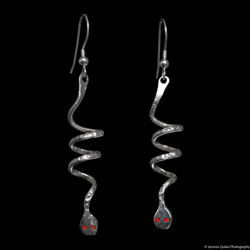 Thin Snake Coral Earrings