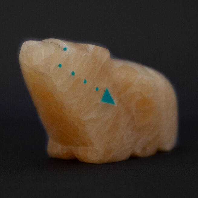 Sculpture Amérindienne Loup Calcite – Image 3