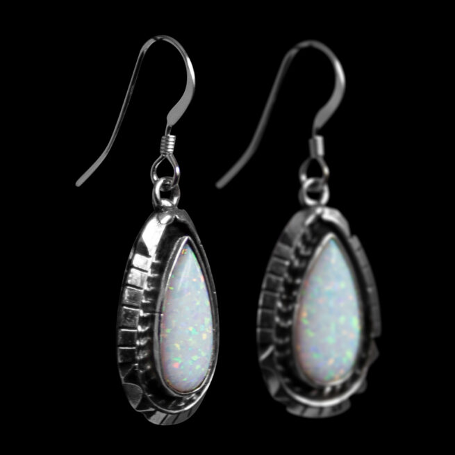 Amos Begay Opal Teardrop Earrings - Image 2