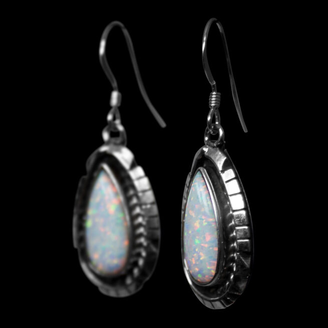 Amos Begay Opal Teardrop Earrings - Image 3