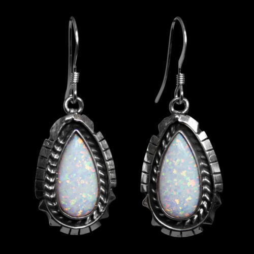 Amos Begay Opal Teardrop Earrings