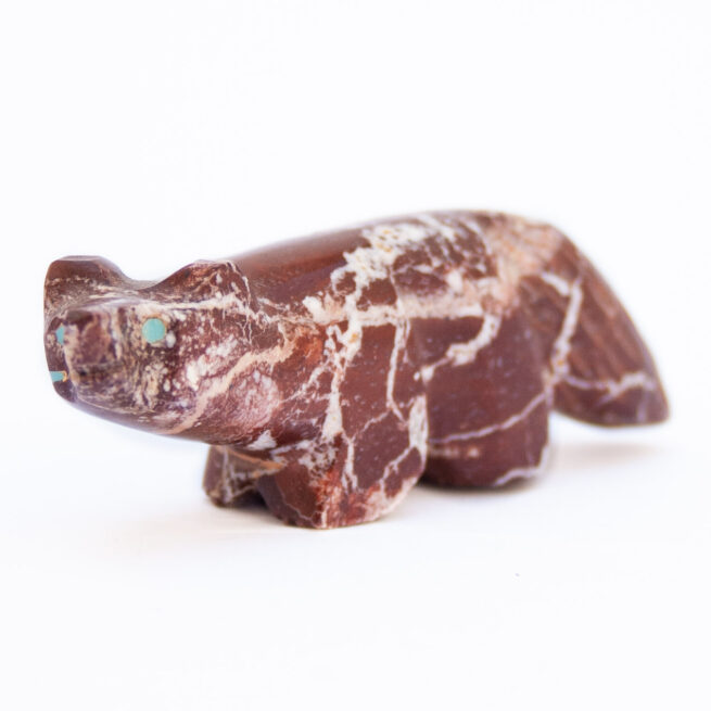 Brown White Jasper Wolf Zuni Carving - Image 4