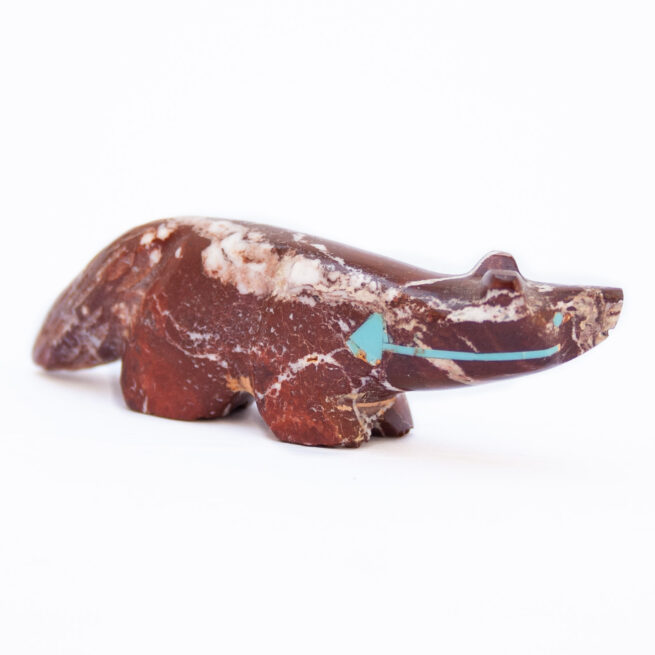 Brown White Jasper Wolf Zuni Carving - Image 3