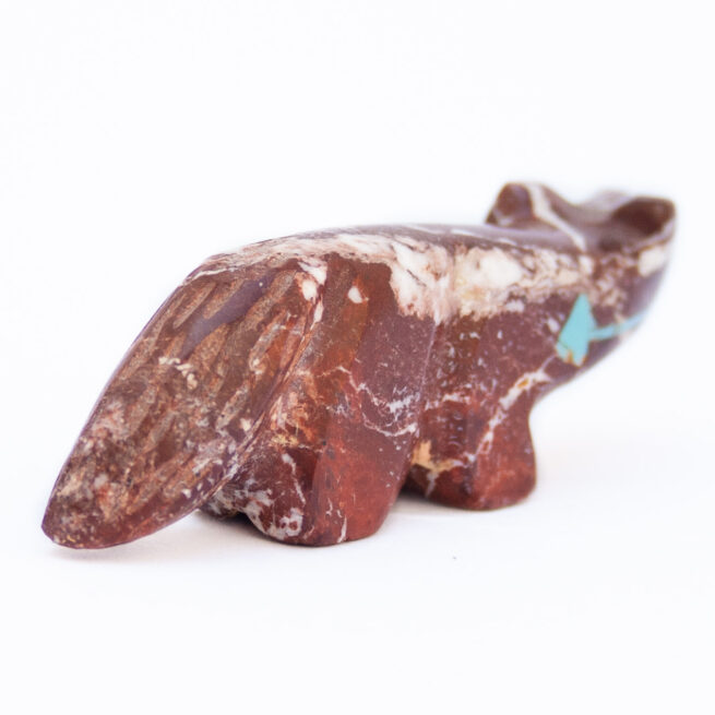 Brown White Jasper Wolf Zuni Carving - Image 5