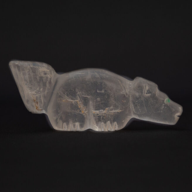 Clear Quartz Zuni Wolf Fetish Animal Carving