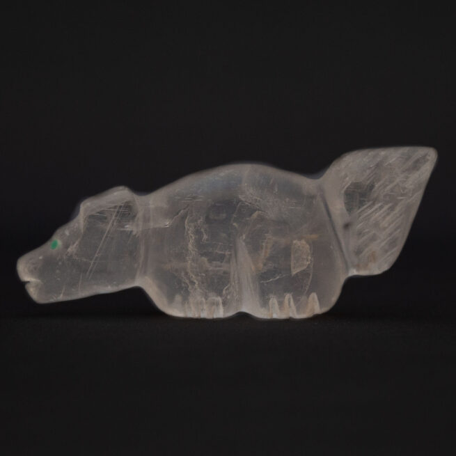 Clear Quartz Zuni Wolf Fetish Animal Carving - Image 2
