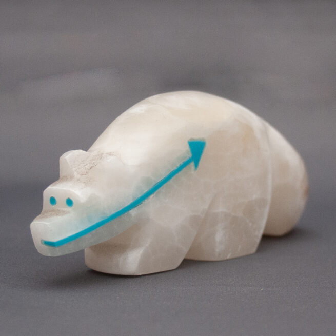 Sculpture Loup Albâtre Turquoise – Image 4