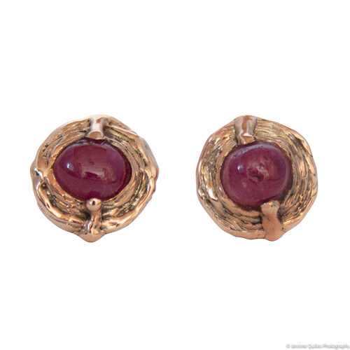 9K Gold Ruby Stud Earrings