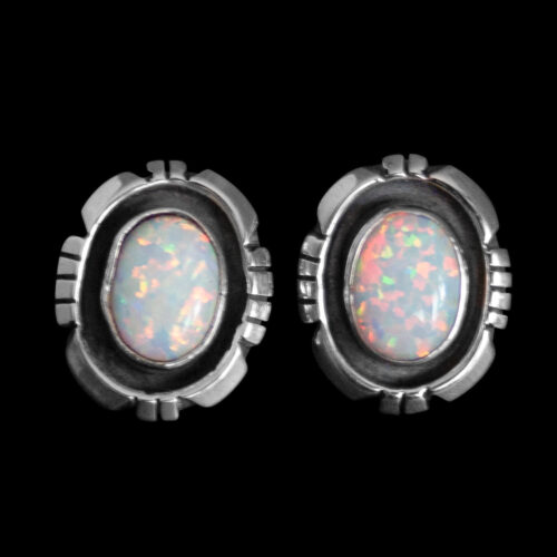 Amos Begay Navajo Opal Stud Earrings