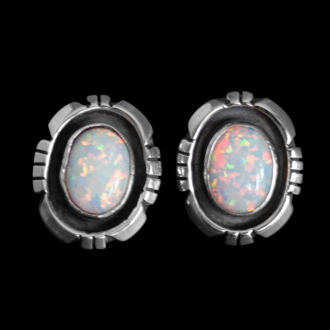 Amos Begay Navajo Opal Stud Earrings