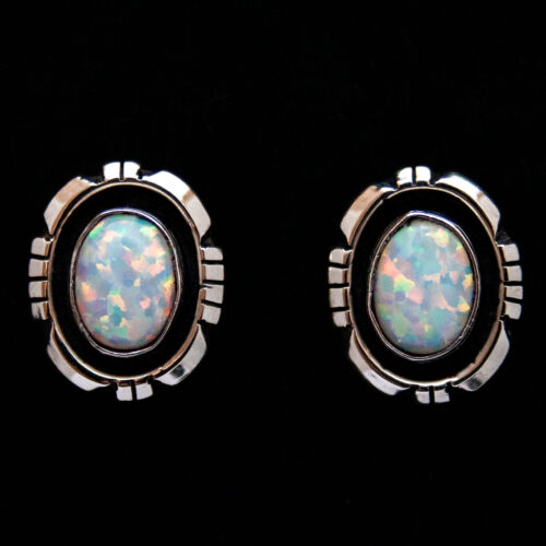 Amos Begay Navajo Opal Stud Earrings