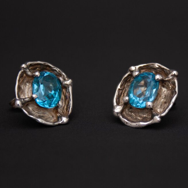 Blue Topaz Silver Stud Earrings