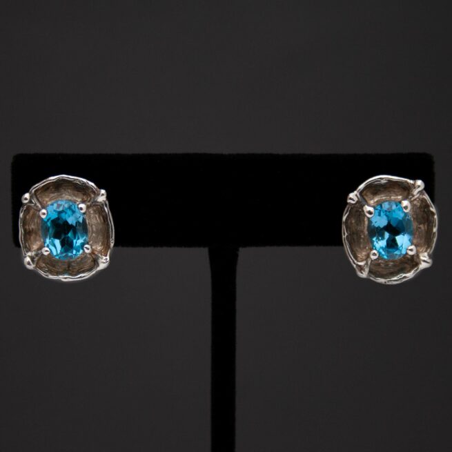 Blue Topaz Silver Stud Earrings