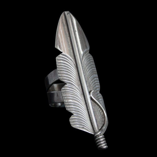 Chris Charley Large Silver Feather Ring - Image 2