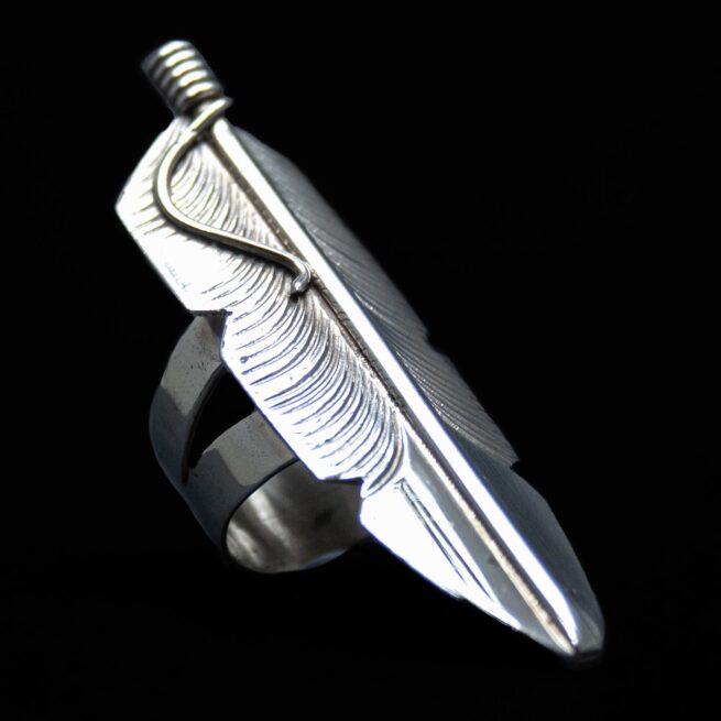 Chris Charley Large Silver Feather Ring - Image 5