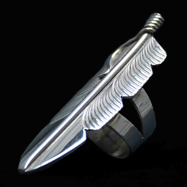 Chris Charley Large Silver Feather Ring - Image 6