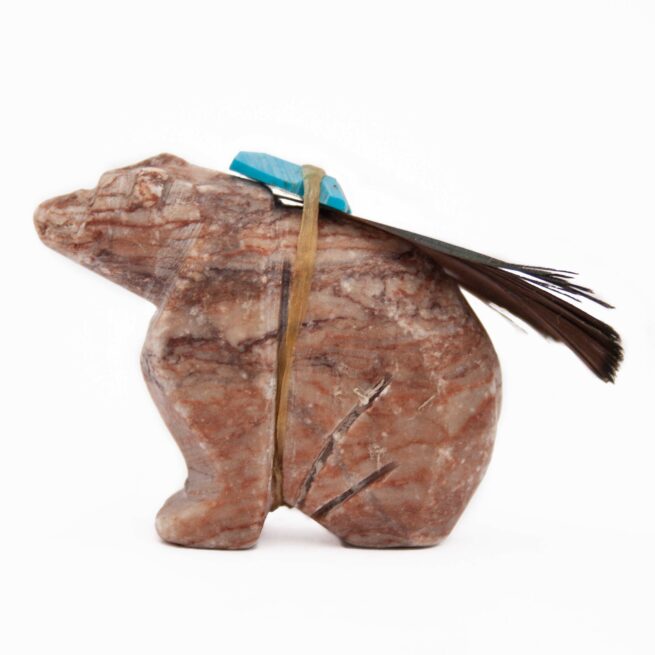 Dolomite Feather Turquoise Bear Carving