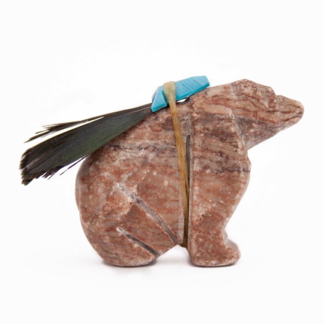 Dolomite Feather Turquoise Bear Carving