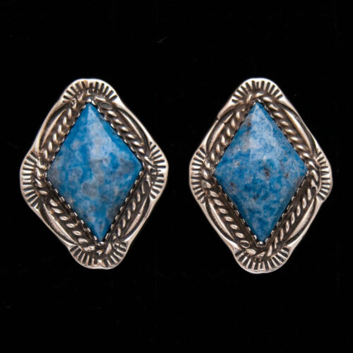 Navajo Denim Lapis Lozenge Stud Earrings