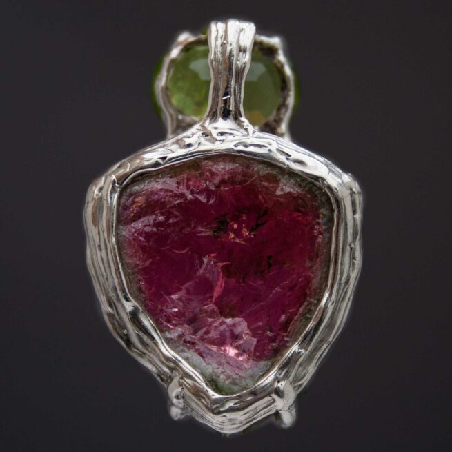 Pendentif Argent Péridot Tourmaline Pastèque – Image 4