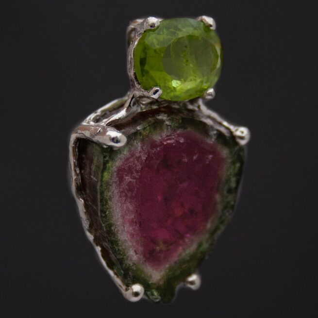 Pendentif Argent Péridot Tourmaline Pastèque – Image 2
