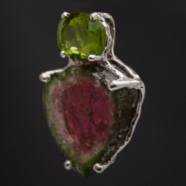 Peridot Watermelon Tourmaline Silver Pendant