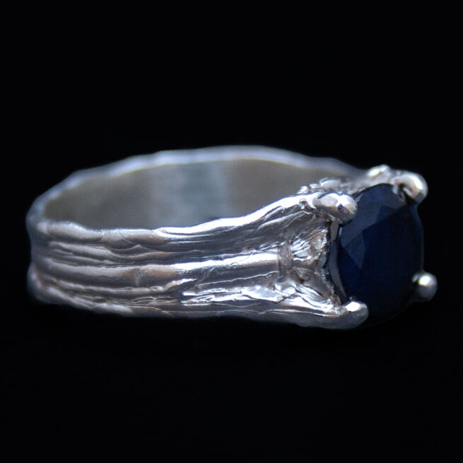 Bague Argent Saphir Bleu