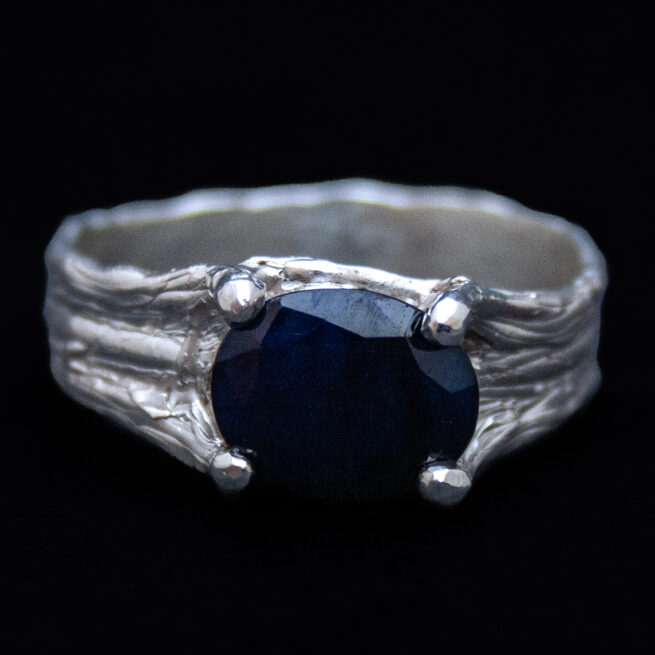 Bague Argent Saphir Bleu