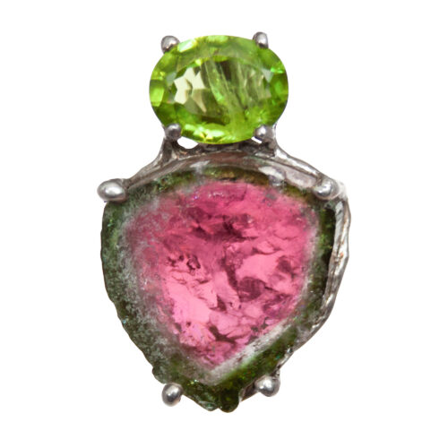 Watermelon Tourmaline Peridot Pendant