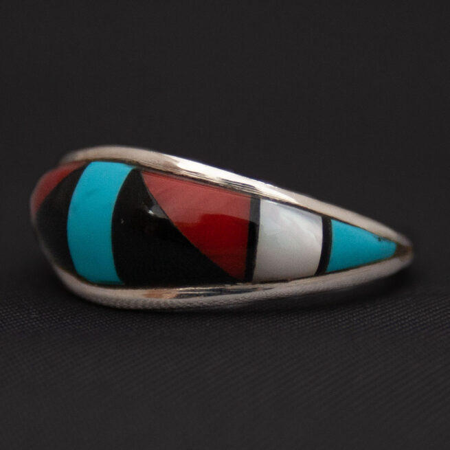 Zuni Inlay Ring UK Size J - Image 3