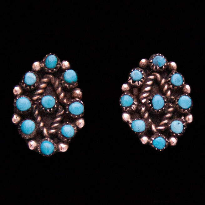 Zuni Lozenge Snake Eyes Turquoise Studs