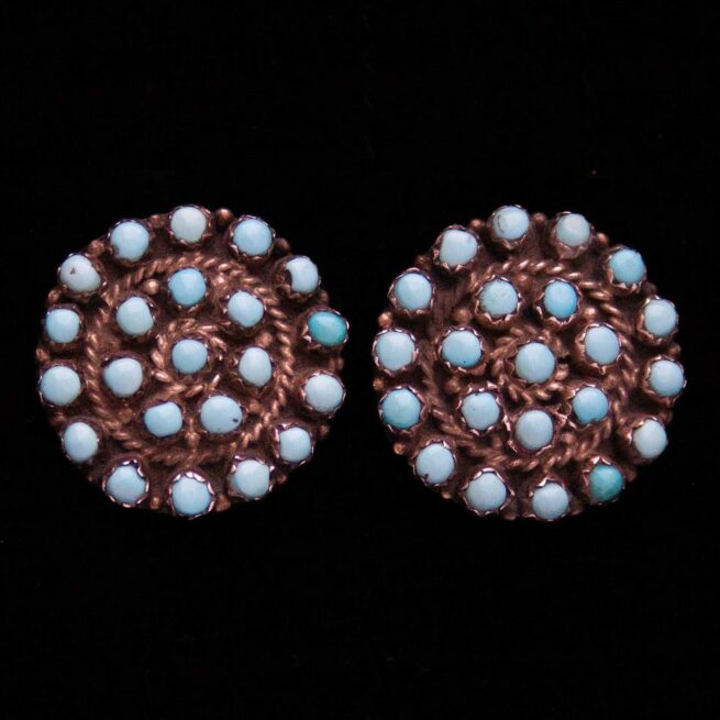 Zuni Round Snake Eyes Turquoise Studs