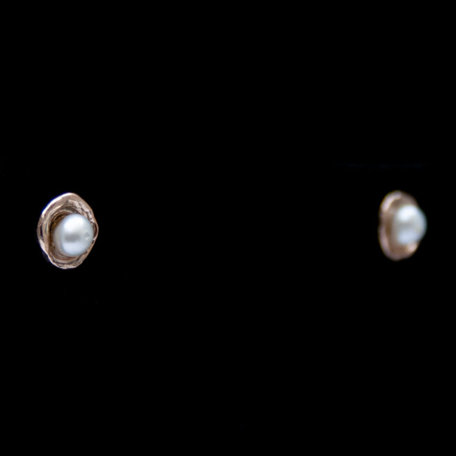 Clous d'Oreilles Or Perles Blanches