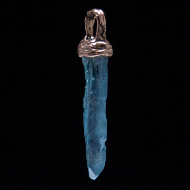 9K Gold Raw Aqua Aura Crystal Pendant