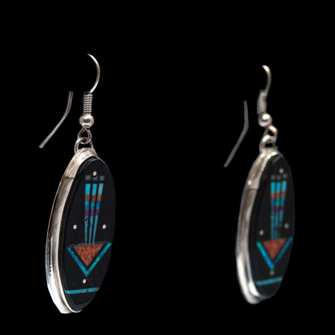 Black Micro-Inlay Cosmic Drop Earrings