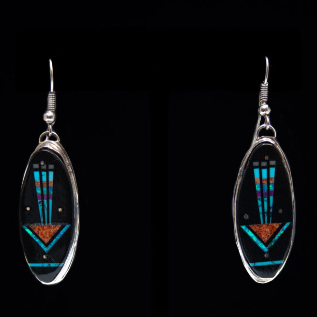 Black Micro-Inlay Cosmic Drop Earrings