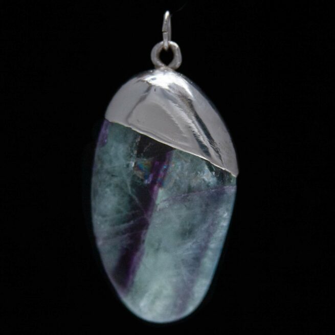 Pendentif Argent Fluorite Mauve Verte