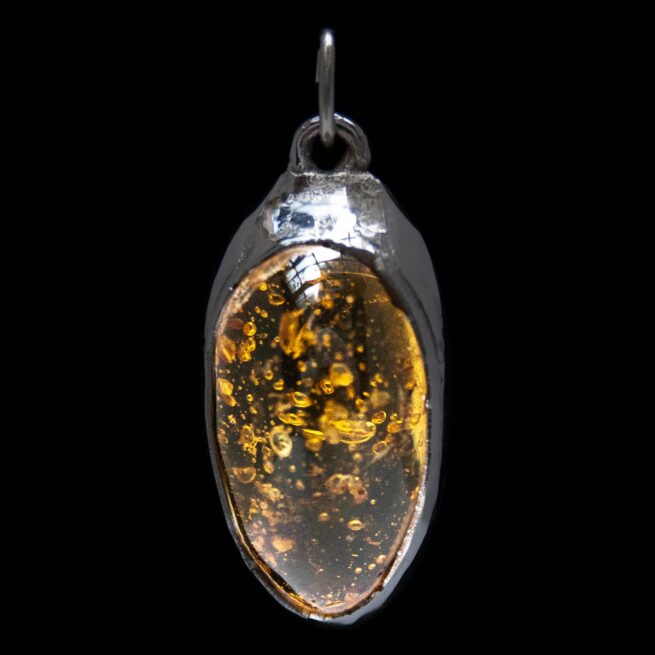 High Grade Yellow Amber Silver Pendant