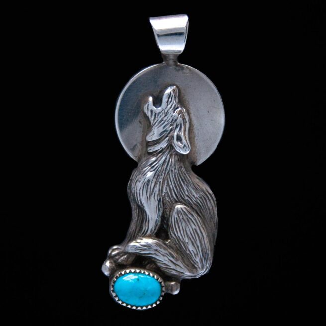 Pendentif Argent Loup Turquoise